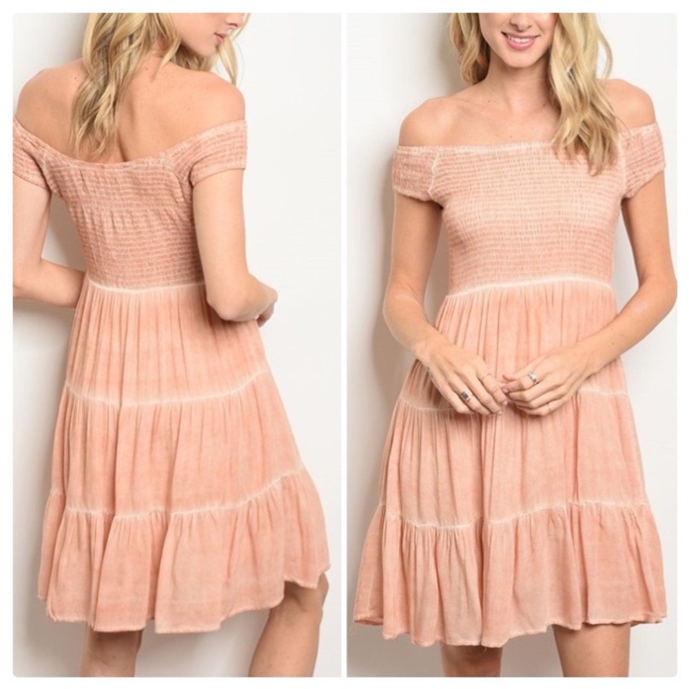 *CLEARANCE* Dusty Peach Mineral Washed Dress - Picture 4 of 15